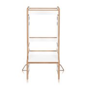 Turn de invatare Montessori, Lionelo, Cass, Functie de raft pentru carti, Pana la 30 kg, 12 luni - 6 ani, Din MDF si furnir, 3 trepte de inaltime, Alb BYNLO-CASS_WHITE