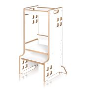 Turn de invatare Montessori, Lionelo, Cass, Functie de raft pentru carti, Pana la 30 kg, 12 luni - 6 ani, Din MDF si furnir, 3 trepte de inaltime, Alb BYNLO-CASS_WHITE