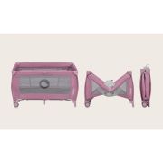  Patut pliant, Lionelo, Stefi Plus, Cu doua nivele, Cu intrare laterala cu fermoar, 2 roti, 120 x 60 cm, Conform cu standardul european de securitate EN 716, Roz BYNLO-STEFI_PLUS_PINK_MAGNOLIA