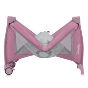  Patut pliant, Lionelo, Stefi Plus, Cu doua nivele, Cu intrare laterala cu fermoar, 2 roti, 120 x 60 cm, Conform cu standardul european de securitate EN 716, Roz BYNLO-STEFI_PLUS_PINK_MAGNOLIA