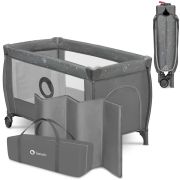  Patut pliant, Lionelo, Stefi Plus, Cu doua nivele, Cu intrare laterala cu fermoar, 2 roti, 120 x 60 cm, Conform cu standardul european de securitate EN 716, Roz BYNLO-STEFI_PLUS_PINK_MAGNOLIA