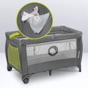  Patut pliant, Lionelo, Stefi Plus, Cu doua nivele, Cu intrare laterala cu fermoar, 2 roti, 120 x 60 cm, Conform cu standardul european de securitate EN 716, Verde Olive BYNLO-STEFI_PLUS_GREEN_OLIVE
