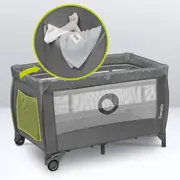  Patut pliant, Lionelo, Stefi Plus, Cu doua nivele, Cu intrare laterala cu fermoar, 2 roti, 120 x 60 cm, Conform cu standardul european de securitate EN 716, Verde Olive BYNLO-STEFI_PLUS_GREEN_OLIVE