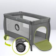  Patut pliant, Lionelo, Stefi Plus, Cu doua nivele, Cu intrare laterala cu fermoar, 2 roti, 120 x 60 cm, Conform cu standardul european de securitate EN 716, Verde Olive BYNLO-STEFI_PLUS_GREEN_OLIVE