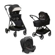 Carucior copii 3 in 1 Chicco Seety, cu scaun auto Kory Plus I-Size, EtnaBlack (Negru), 0luni+ CHC8709707+8709807+8714645-8