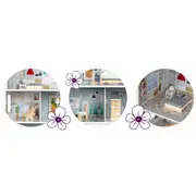 Casuta de papusi din lemn cu 3 etaje, mobilier inclus, 60 x 24 x 70 cm, ricokids rk-878 - albastru deschis edeedi787801