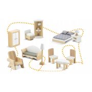 Casuta de papusi din lemn cu 3 etaje, mobilier inclus, 60 x 24 x 70 cm, ricokids rk-878 - albastru deschis edeedi787801