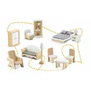 Casuta de papusi din lemn cu 3 etaje, mobilier inclus, 60 x 24 x 70 cm, ricokids rk-878 - albastru deschis edeedi787801