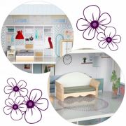 Casuta de papusi din lemn cu 3 etaje, mobilier inclus, 60 x 24 x 70 cm, ricokids rk-878 - albastru deschis edeedi787801