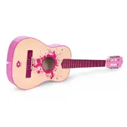 Chitara din lemn cu 6 corzi pentru copii, 86 x 31 cm, ecotoys hx18026-34 - roz edeedihx18026-34pink