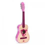 Chitara din lemn cu 6 corzi pentru copii, 86 x 31 cm, ecotoys hx18026-34 - roz edeedihx18026-34pink