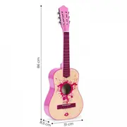 Chitara din lemn cu 6 corzi pentru copii, 86 x 31 cm, ecotoys hx18026-34 - roz edeedihx18026-34pink