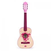 Chitara din lemn pentru copii cu 6 corzi ecotoys hx18022-30, 76 x 28 cm - roz edeedihx18022-30pink