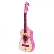 Chitara din lemn pentru copii cu 6 corzi ecotoys hx18022-30, 76 x 28 cm - roz edeedihx18022-30pink