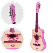 Chitara din lemn pentru copii cu 6 corzi ecotoys hx18022-30, 76 x 28 cm - roz edeedihx18022-30pink