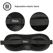 Masca de dormit, 3D, WAYA, Reglabila, 100% lumina blocata, Negru EKDEM-3D02