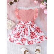 Rochita roz pudra cu imprimeu floral mbtu126-r2