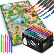 Salteluta de joaca 120 x 92 x 0.3 cm si un set de 80 markere colorate ricokids - zoo edeedi734400-791201
