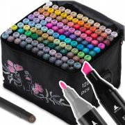 Set de 120 markere colorate cu alcool, varf dublu, nukido nk-913 edeedi791300