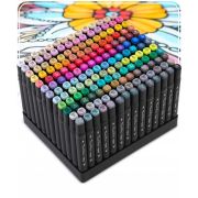 Set de 168 markere colorate cu alcool, varf dublu, nukido nk-914 edeedi791400