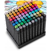 Set de 80 markere colorate cu alcool, varf dublu, nukido nk-912 edeedi791200