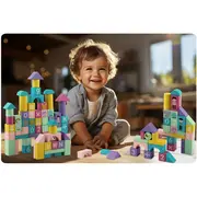 Set educational cu blocuri din lemn, 100 bucati, ricokids rk-871 edeedi787100