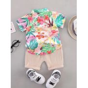 Set tropical de vara pentru baieti – camasa colorata si pantaloni bej mdtu135-r2