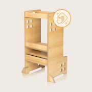 Turn de invatare Montessori, Lionelo, Cass, Functie de raft pentru carti, Pana la 30 kg, 12 luni - 6 ani, Din MDF si furnir, 3 trepte de inaltime, Alb BYNLO-CASS_WHITE