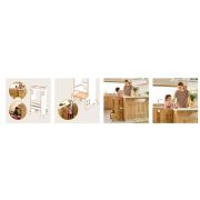 Turn de invatare Montessori, Lionelo, Cass, Functie de raft pentru carti, Pana la 30 kg, 12 luni - 6 ani, Din MDF si furnir, 3 trepte de inaltime, Alb BYNLO-CASS_WHITE