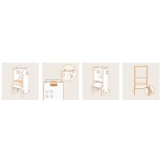 Turn de invatare Montessori, Lionelo, Cass, Functie de raft pentru carti, Pana la 30 kg, 12 luni - 6 ani, Din MDF si furnir, 3 trepte de inaltime, Alb BYNLO-CASS_WHITE
