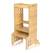 Turn de invatare Montessori, Lionelo, Cass, Functie de raft pentru carti, Pana la 30 kg, 12 luni - 6 ani, Din MDF si furnir, 3 trepte de inaltime, Natur BYNLO-CASS_NATURAL