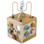 Cub educational din lemn cu diverse activitati, 15.5 x 17 cm, nukido nk-861 edeedi786100