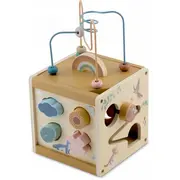 Cub educational din lemn cu diverse activitati, 15.5 x 17 cm, nukido nk-861 edeedi786100