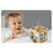 Cub educational din lemn cu diverse activitati, 15.5 x 17 cm, nukido nk-861 edeedi786100