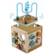 Cub educational din lemn cu diverse activitati, 15.5 x 17 cm, nukido nk-861 edeedi786100