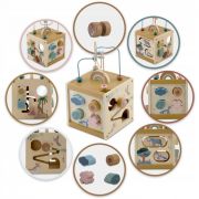 Cub educational din lemn cu diverse activitati, 15.5 x 17 cm, nukido nk-861 edeedi786100