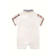 Salopeta alba tip polo pentru baietei mdtu137-r2