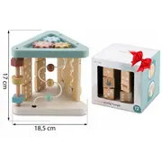 Triunghi educational din lemn cu diverse activitati, 18.5 x 17 cm, nukido nk-860 edeedi786000