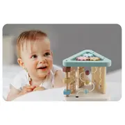 Triunghi educational din lemn cu diverse activitati, 18.5 x 17 cm, nukido nk-860 edeedi786000