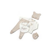 Set de 5 piese pentru nou nascut, 100% bumbac organic, TeddyBear, BabyCosy JEMBC-CSY8126