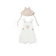 Salopeta cu palariuta TeddyBear, BabyCosy, 100% bumbac organic (Marime: 12-18 Luni) JEMBC-CSYM7106-12