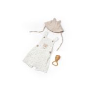 Salopeta cu palariuta TeddyBear, BabyCosy, 100% bumbac organic (Marime: 3-6 Luni) JEMBC-CSYM7106-3