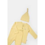 Set 3 piese:bluza, pantaloni si caciulita Bamboo, galben, BabyCosy, 50% bumbac+50%bambus (Marime: 3-6 Luni) JEMBC-CSYB9002-3
