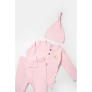 Set 3 piese:bluza, pantaloni si caciulita Bamboo, roz, BabyCosy, 50% bumbac+50%bambus (Marime: 12-18 Luni) JEMBC-CSYB9001-12