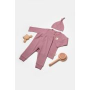 Set 3 piese:bluza, pantaloni si caciulita Bamboo, roz inchis, BabyCosy, 50% bumbac+50%bambus (Marime: 3-6 Luni) JEMBC-CSYB9000-3