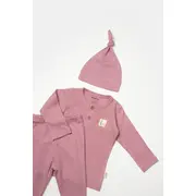 Set 3 piese:bluza, pantaloni si caciulita Bamboo, roz inchis, BabyCosy, 50% bumbac+50%bambus (Marime: 9-12 luni) JEMBC-CSYB9000-9