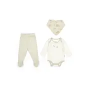 Set 3 piese:body, pantaloni si baveta Rabbit, BabyCosy, 100% bumbac (Marime: 3-6 Luni) JEMBC-CSY5201-3