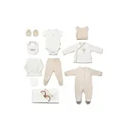 Set de 10 piese pentru nou nascut, 100% bumbac organic, TeddyBear, BabyCosy JEMBC-CSY8125