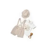 Set tricou, salopeta si sapca TeddyBear, 100% bumbac organic, BabyCosy (Marime: 18-24 Luni) JEMBC-CSYM7102-18