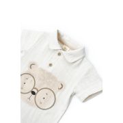 Set tricou, salopeta si sapca TeddyBear, 100% bumbac organic, BabyCosy (Marime: 9-12 luni) JEMBC-CSYM7102-9